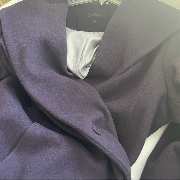 Calvin Klein - Wool Cashmere Blend - Eggplant - Trench Coat w/ Belt - Size 14 - Picture 8 of 11